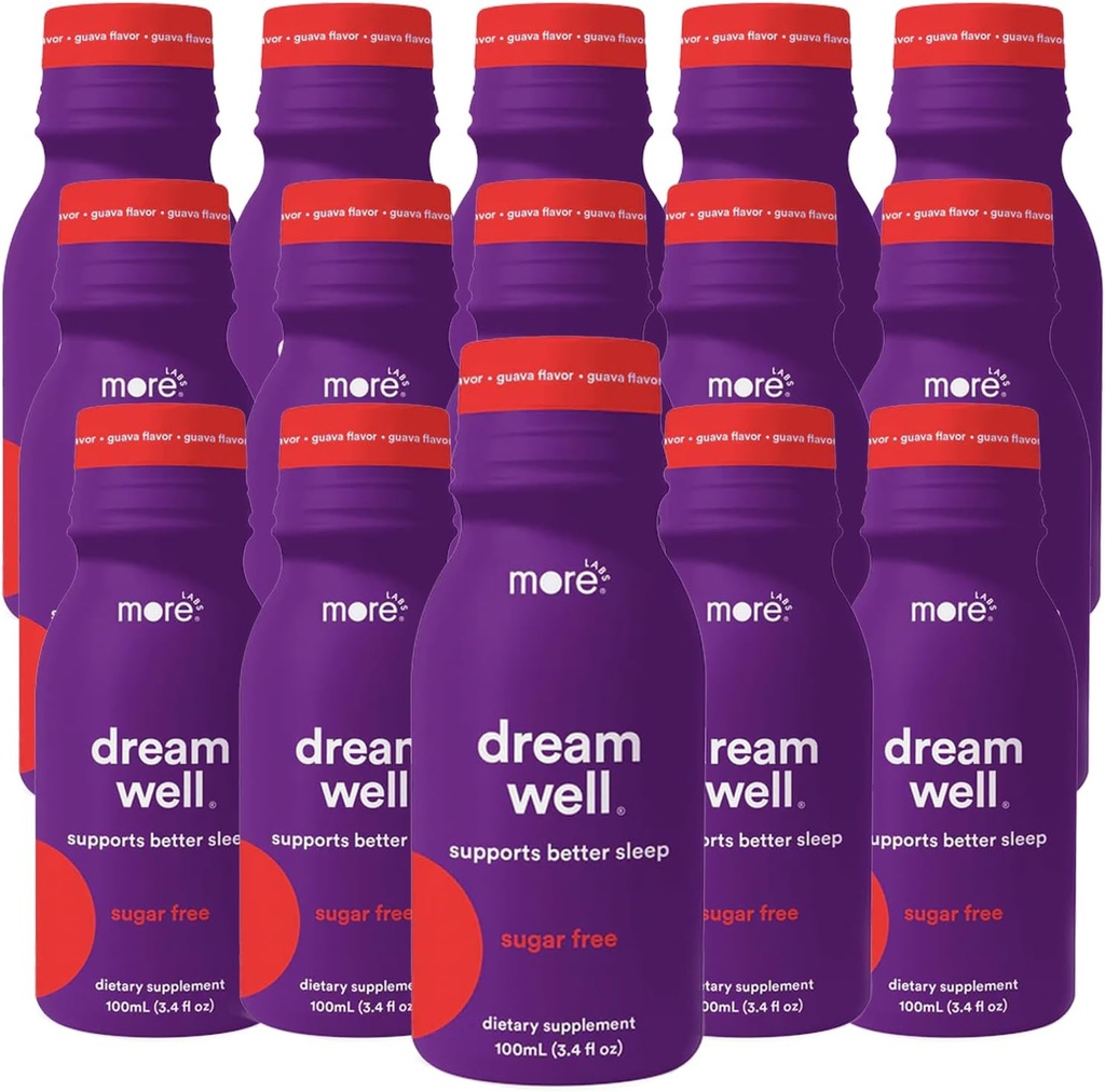 More Labs Dream Well Holistic Sleep Shot Drink 15 Pack | Non-Habit Forming | Lemon Balm, Melatonin and Glycine | Sleep Support Solution