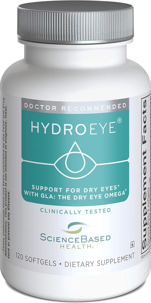 Hydro-Eye Softgels - Dry Eye Relief - Features GLA, EPA, DHA and Other Key Nutrients - 120 Count