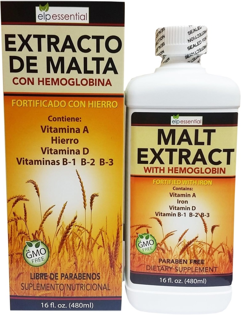 Extracto de Malta Con Hemoglobina Fortificado con Hierro 16oz (450ml)