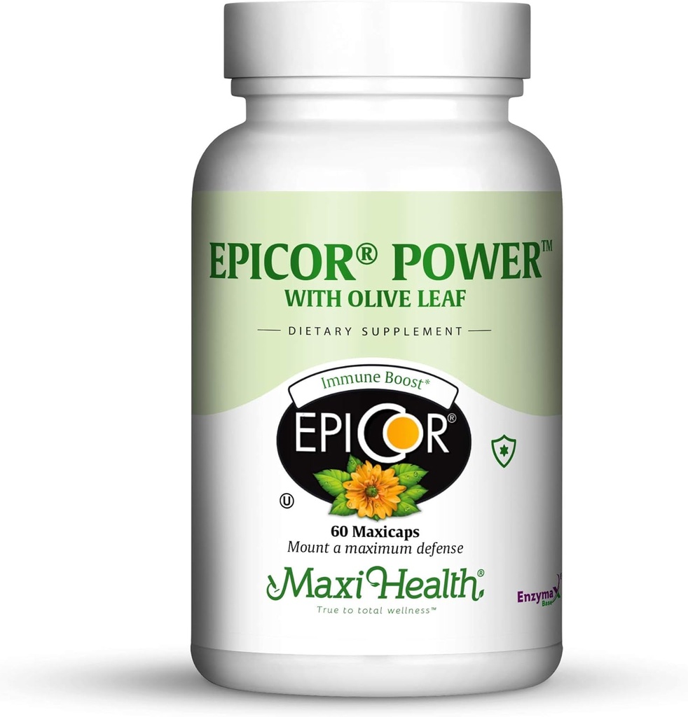 Epicor Power by Maxi Health: EpiCor with Olive Leaf Extract - Processed Brewer's Yeast - 60 Vegetarian Capsules - Kosher