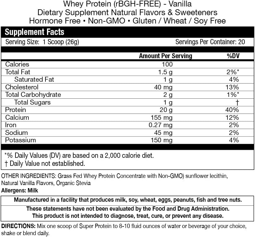 Fortifeye Super New Zealand Grass Fed Whey Protein Vanilla Flavor, 40 Servings, 2 Pack - Non-Denatured Organic Grass Fed Whey Protein Powder for Workout, Sports Nutrition & Improve Immune System