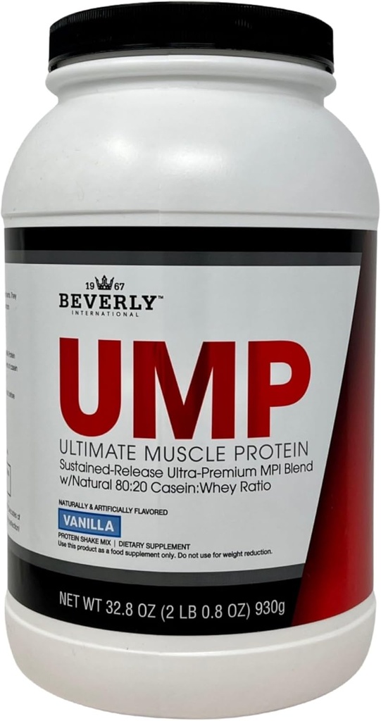 Beverly International UMP Protein Powder, Vanilla. Unique Whey-Casein Ratio Builds Lean Muscle. Easy to Digest. No Bloat. (32.8 oz) 2lb .8 oz