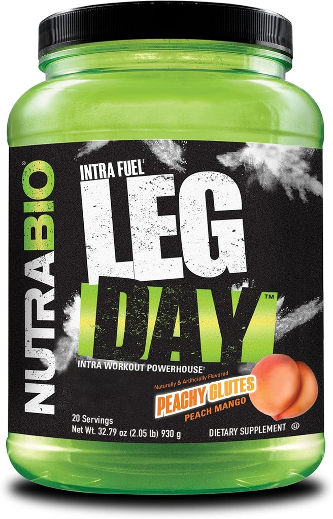 NutraBio Leg Day Intra Workout Powder – Advanced Carb Supplement with Cluster Dextrin & Electrolytes – Carb Powder with EAAs/BCAAs – Cyclic Dextrin for Performance – Peach Mango, 20 Servings