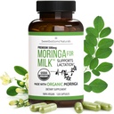 Lactation Supplement - Organic Moringa Capsules for Breastfeeding Support to Increase Breastmilk Supply (120 ct) Pure Malunggay Leaf Powder for Milk Production Booster & Postnatal Vitamins A E K 500mg