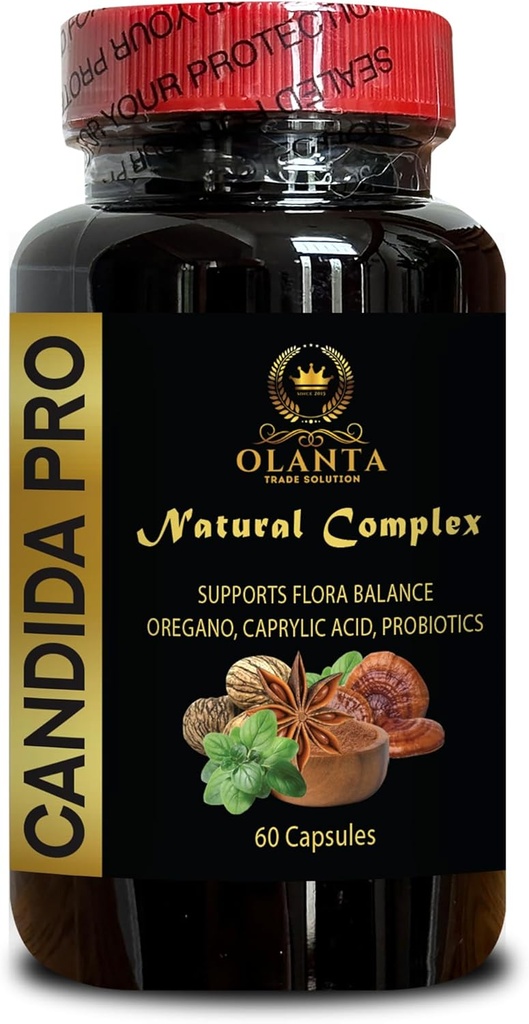 Candida PRO Natural Complex - Digestive aid, reishi Mushroom Supplement Capsules Organic, Wormwood herb, Natural Candida Cleanse - 1 Bottle 60 Capsules
