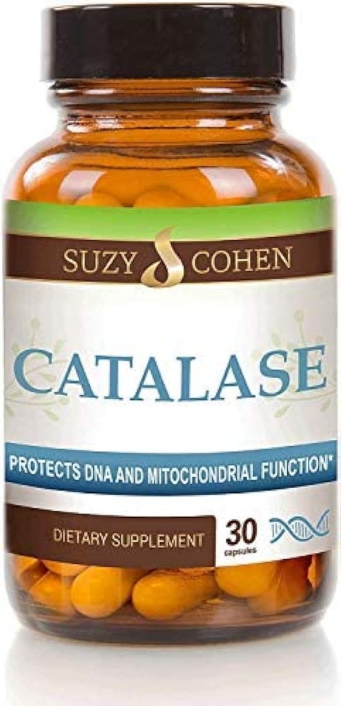 Suzy Cohen Catalase 12,500 CATu Dietary Supplement, Liver Enzyme, Neutralizes Hydrogen Peroxide, Supports Skin, Hair, and Overall Wellness, 30 Delayed-Release Capsules