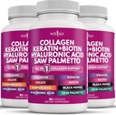 NEW AGE Collagen Pills Biotin Keratin Saw Palmetto Hyaluronic Acid- Vitamin E Folic Acid Pumpkin Seed MSM- 270 Count