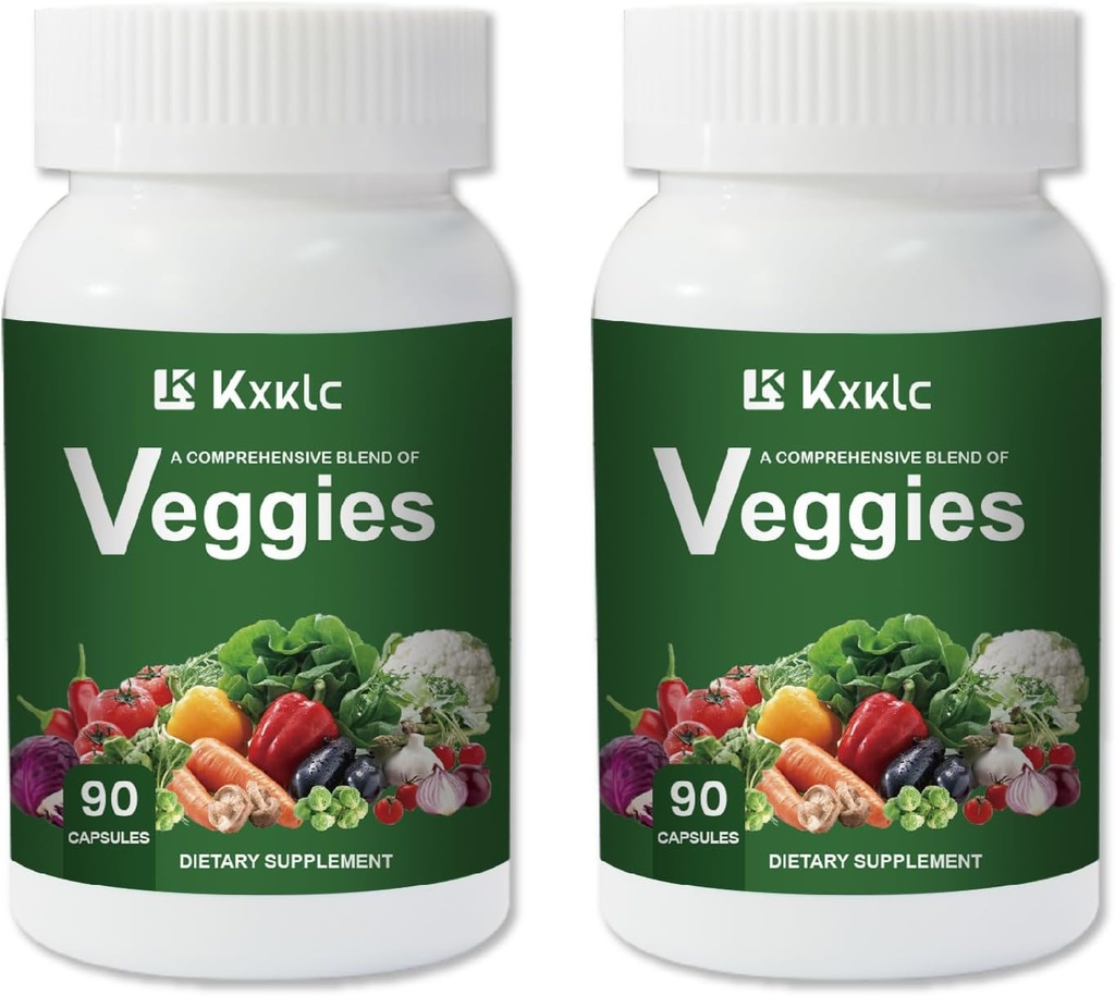 Veggies -Whole Food Supplement with Super-Food Vegetables for Women, Men, and Kids-90 Veggie Capsules with High Vitamins & Minerals. (Veggies 2 Pack)