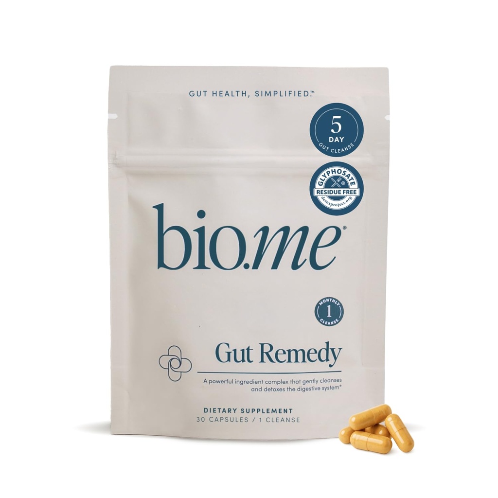 Biome Gut Remedy Capsules (5 Day Cleanse, 1 Round, 30 Capsules) Gut Reset with Magnesium Citrate, Berberine, Immunolin, L-Glutamine - Reset Digestive System, Rebalance Microbiome (1 Month Supply)