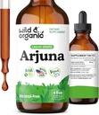 Wild & Organic Arjuna Bark Tincture - Overall Well-Being Supplement - Alcohol-Free Liquid Drops - Terminalia Arjuna Bark Extract - No Sugar & Additives, Non-GMO - 4 fl oz