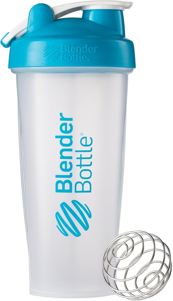 BlenderBottle Classic Loop Top Shaker Bottle, 28-Ounce, Clear/Aqua