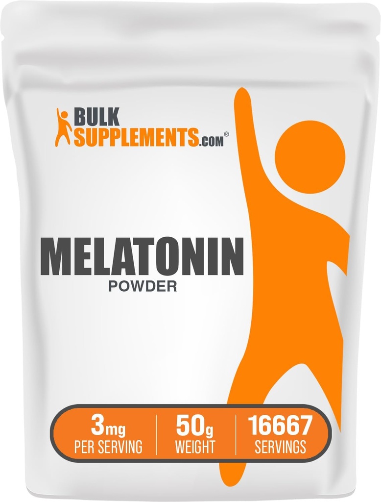 BulkSupplements.com Melatonin Powder - Pure Melatonin, Sleep Aid for Adults - Vegan & Gluten Free, 3mg per Serving, 50g (1.8 oz) (Pack of 1)