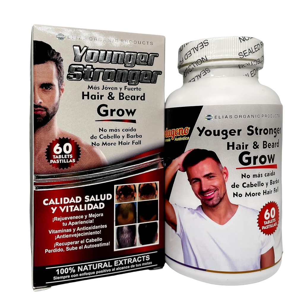 Younger Stronger Har and Beard Grow 100% Natural Extracts 60 Tablets