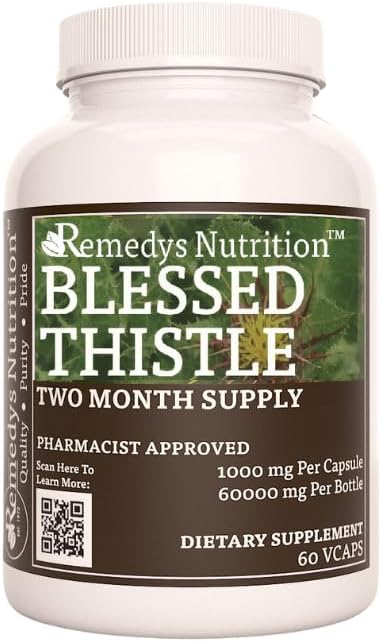 Remedy's nutrition Blessed Thistle | 1,000 mg, 60 Vegan Capsules Herbal Dietary Supplement | Two Month Supply