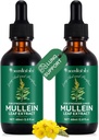 2 Pcs Organic Liquid Mullein Extract Supplement for Lungs Health - Vegan, No AdditivesBronchial Cleanse for Health Support- 2 fl oz Mullein Drops
