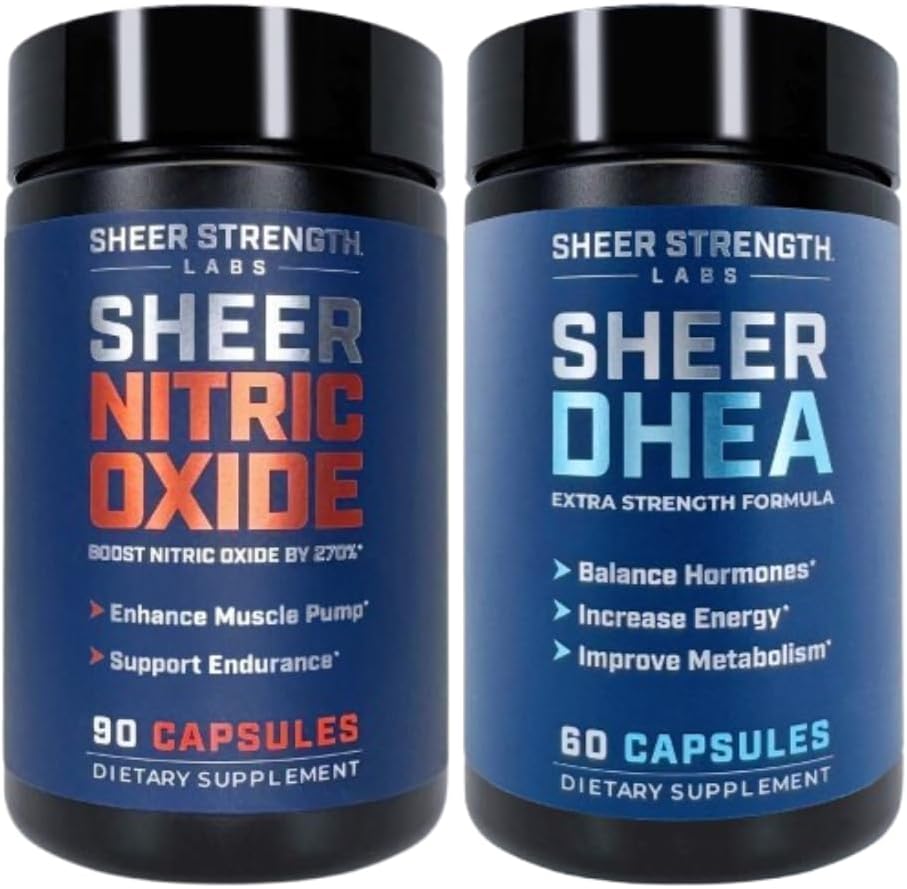 Sheer Strength Labs Nitric Oxide + DHEA 100mg - Nitric Oxide Supplement - Best Nitric Oxide Supplement for Men and DHEA Supplement for Men DHEA 100mg