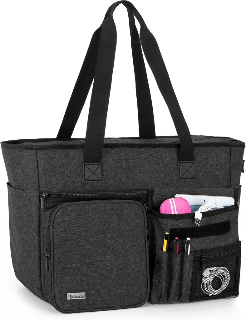 Trunab Teacher Tote Bag Work Bag with Multiple Pocket and Padded Compartment for up to 15.6”Laptop