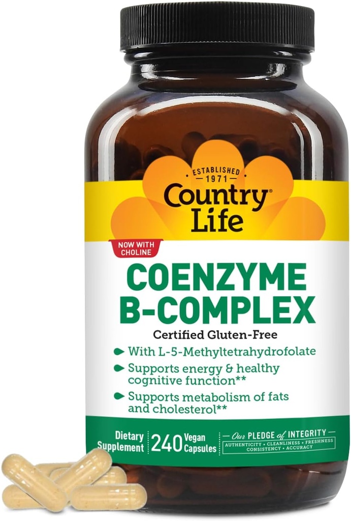Country Life, Coenzyme B-Complex Vitamin, Support Energy and Metabolism, Daily Supplement, 240 ct