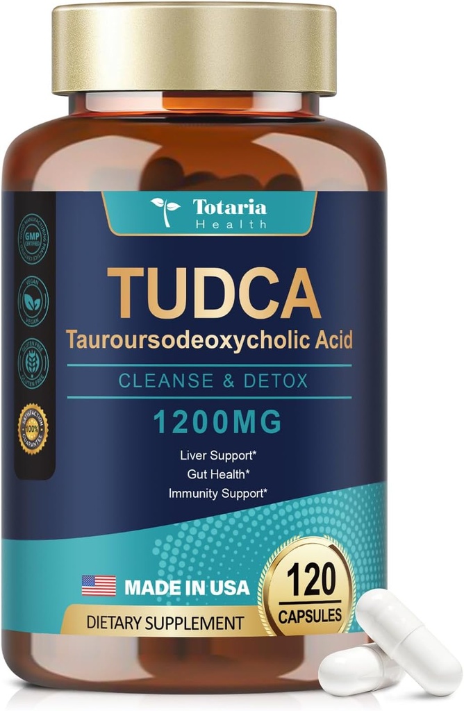 Totaria TUDCA Bile Salts Liver Support Supplement 1200mg, 120 Capsules, 1 Pack- Liver Support, Liver Health, Gallbladder Supplements, Gluten Free