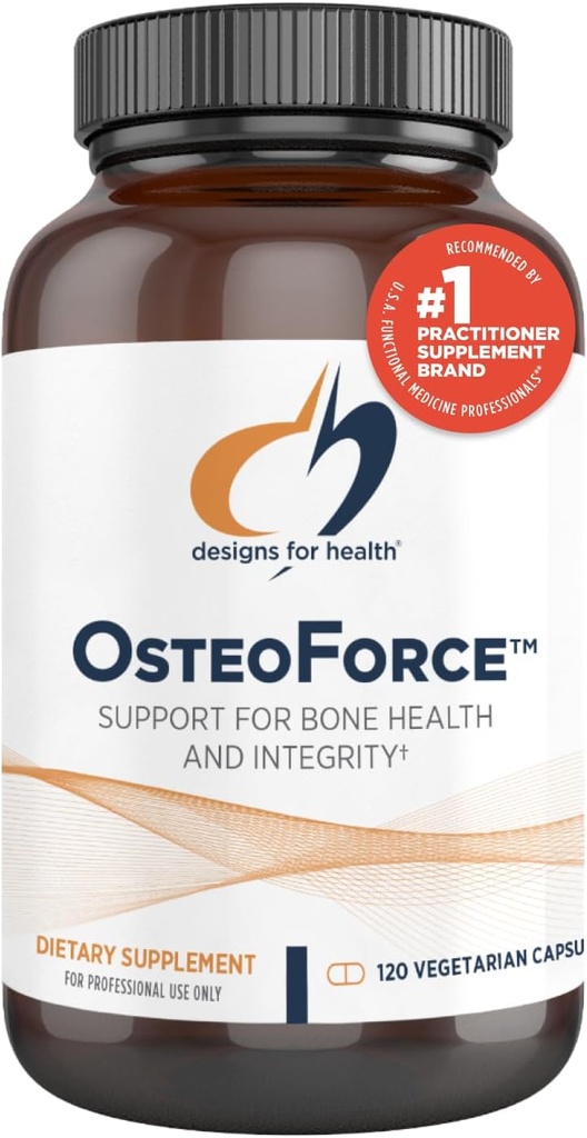 Designs for Health OsteoForce - Premium Bone Support Supplement - Highly Absorbable Nutrients Calcium Malate, Magnesium, Zinc Bisglycinate Chelate, Vitamins D + K - Non-GMO, Soy Free (120 Capsules)