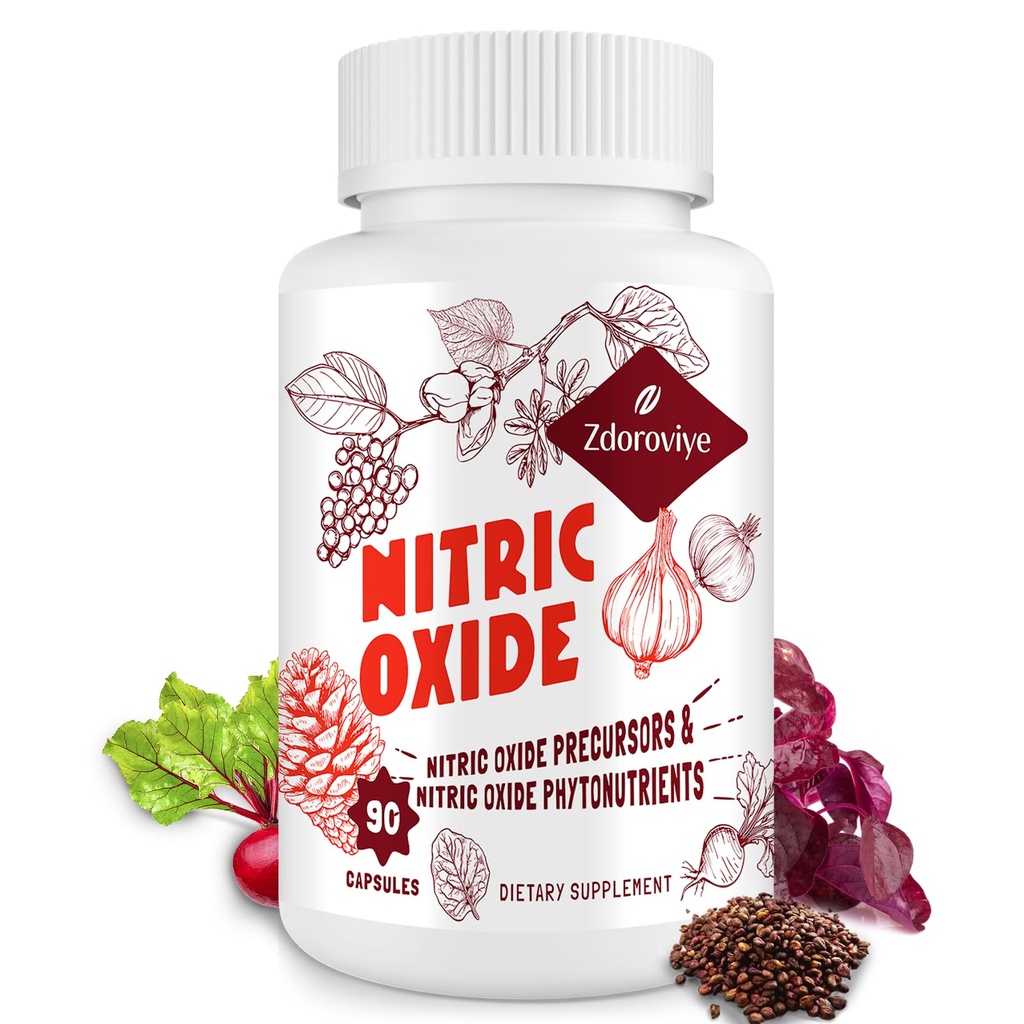 Zdoroviye Nitric Oxide Supplement for Men, 90 Capsules (1 Pack)