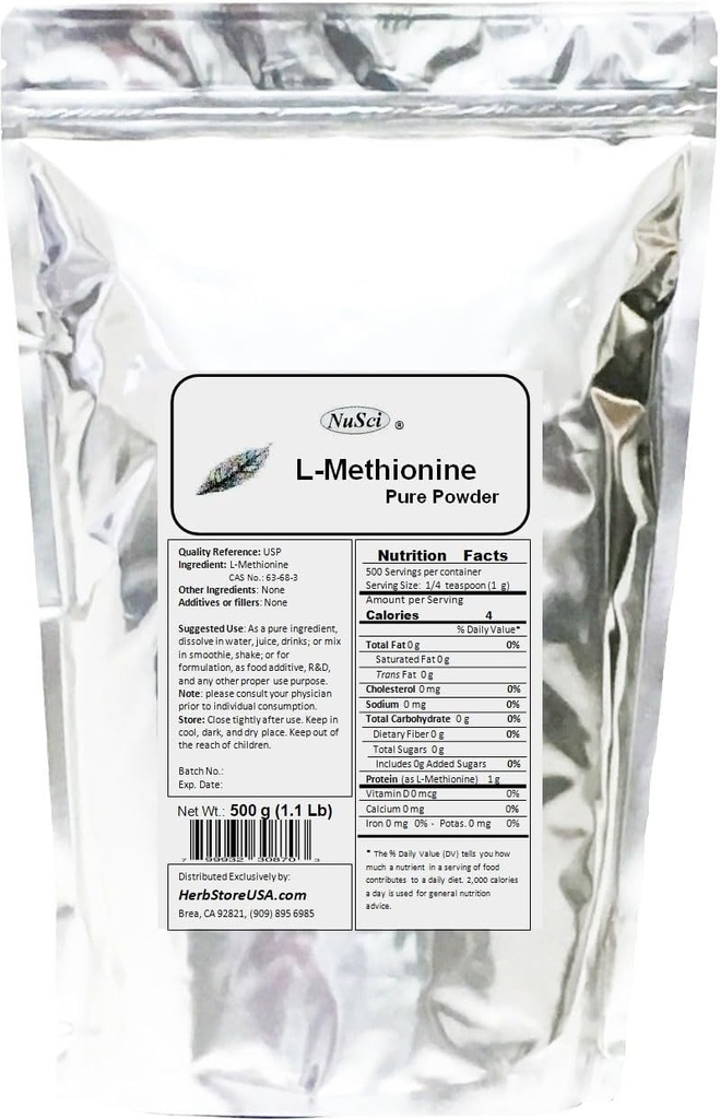 L-Methionine Powder Pure (500 Grams (1.1 lb))