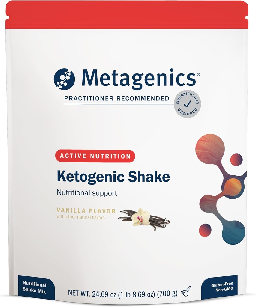 Metagenics Ketogenic Shake - Ketogenic Diet Protein Shake - 25 Vitamins & Minerals - With Biotin, Calcium, Iron & Manganese - Non-GMO & Gluten-Free - Vanilla - 14 servings