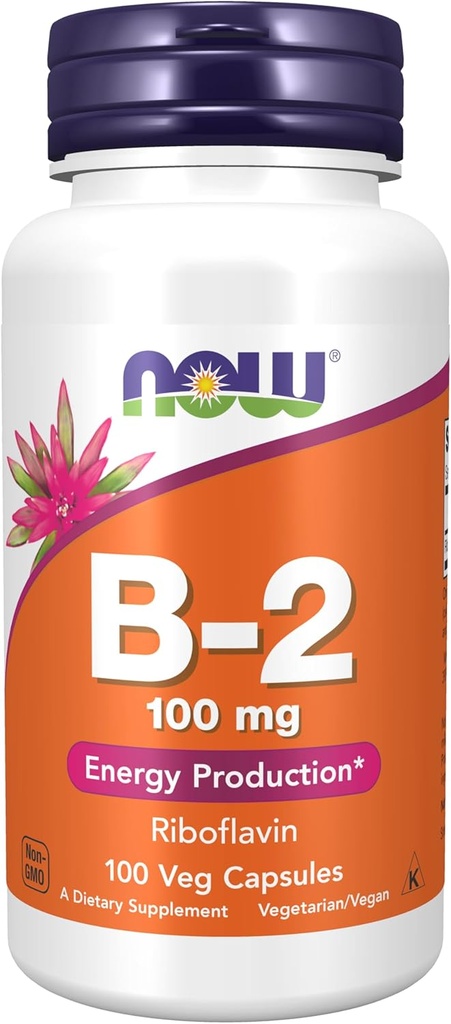 NOW Foods Supplements, Vitamin B-2 (Riboflavin) 100 mg, Energy Production*, 100 Veg Capsules