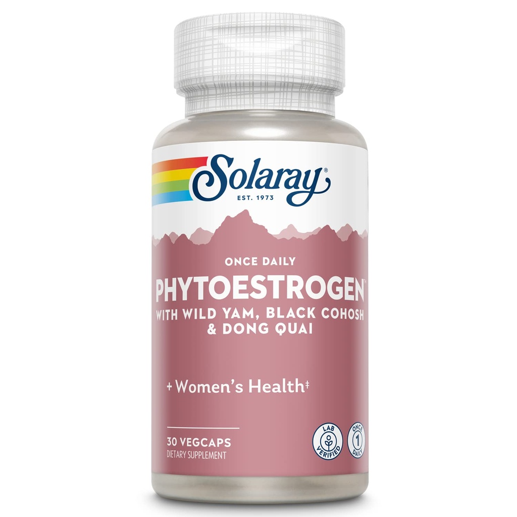 SOLARAY Once Daily Phytoestrogen, 30 VegCaps | Women's Health Support, Black Cohosh, Dong Quai, Wild Yam & Soy, Once Daily, 30 Servings, Lab Verified