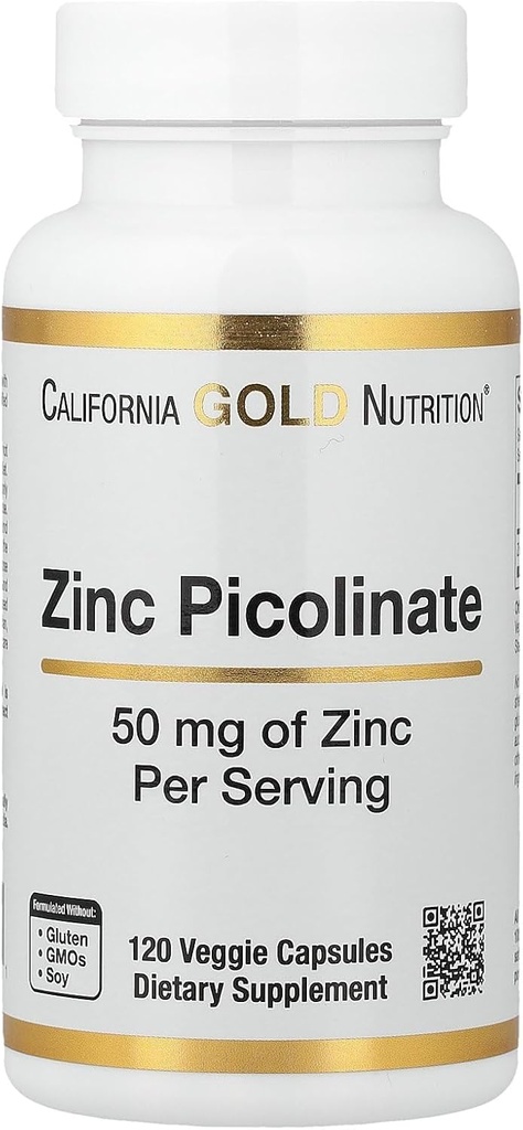 Zinc Picolinate, Bioavailable Form of Zinc, Supports Immune Health, 50 mg, 120 Veggie Capsules