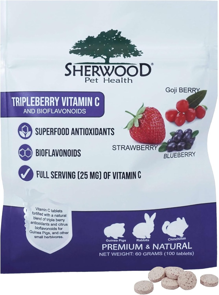 Tripleberry Vitamin C and Bioflavonoids by Sherwood Pet Health (100 Tablets - 60 Grams)