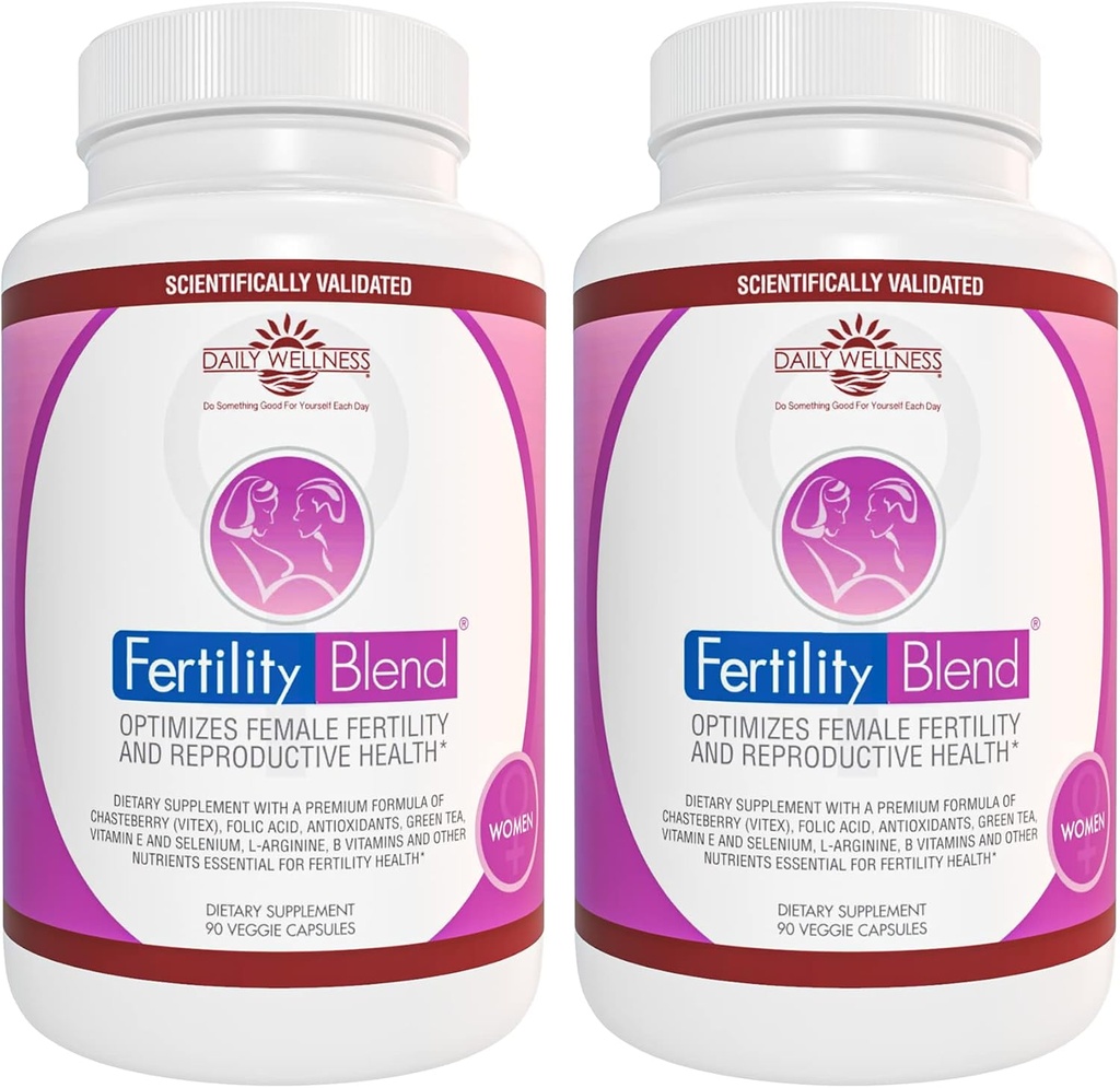 Daily Wellness Fertility Blend for Women - Fertility Supplements for Women, Conception Fertility Prenatal Vitamins, Trying to Conceive Progesterone Supplements, Cycle Support Conception Pills - 2 Pack