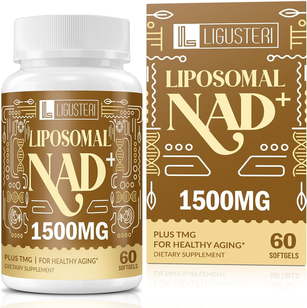 1500 MG Liposomal NAD+, 98%+ Absorption, NAD+ Supplement for Women & Men with TMG, for Aging Defense, Cellular Energy, Heart & Brain Function, Longevity, 60 Softgels