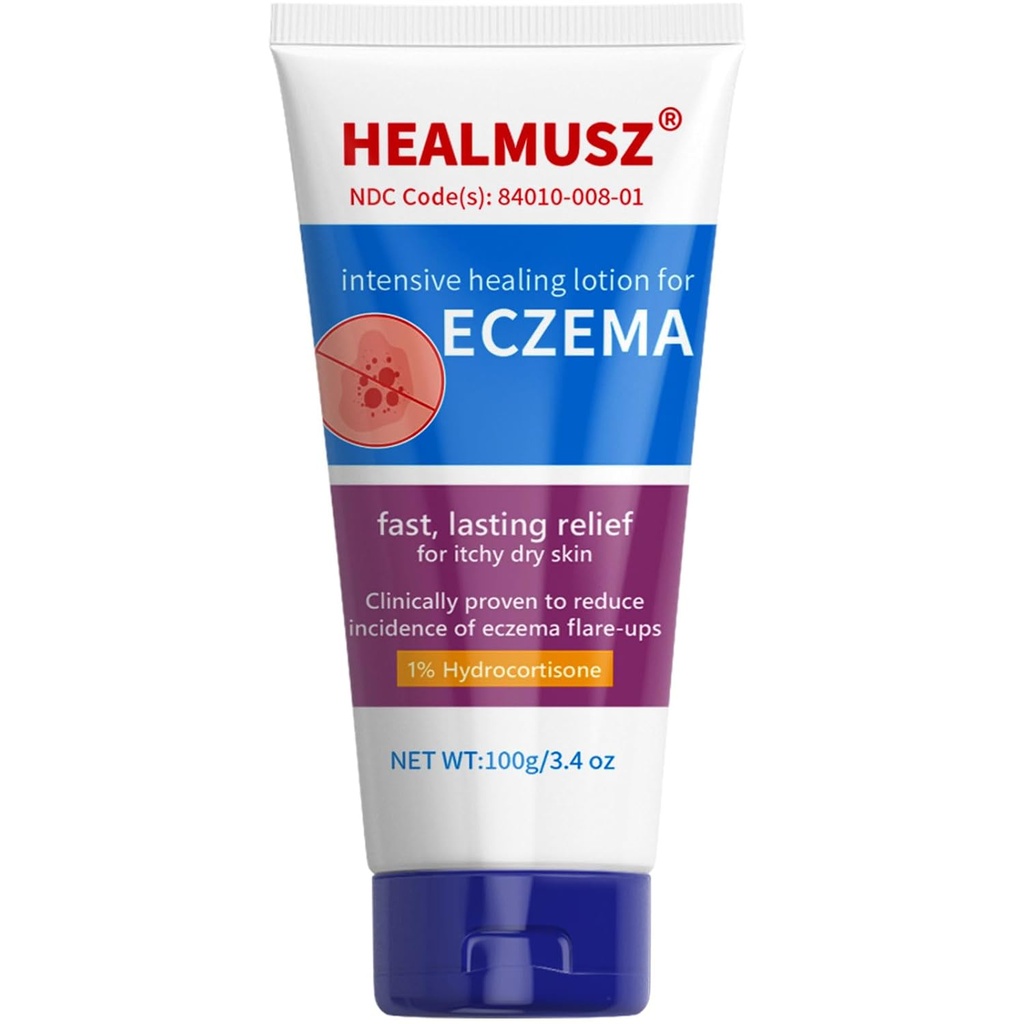 HEALMUSZ Eczema Cream, Maximum Strength 1% Hydrocortisone Relief Anti-Itch Cream Intensive Healing Lotion for Eczema-Prone & Dry Skin, Relief for Itching, Redness, Flaking and Irritated