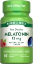 Nature's Truth Melatonin 12mg | 60 Fast Dissolve Tablets | Natural Berry Flavor | Vegan, Non-GMO & Gluten Free Supplement