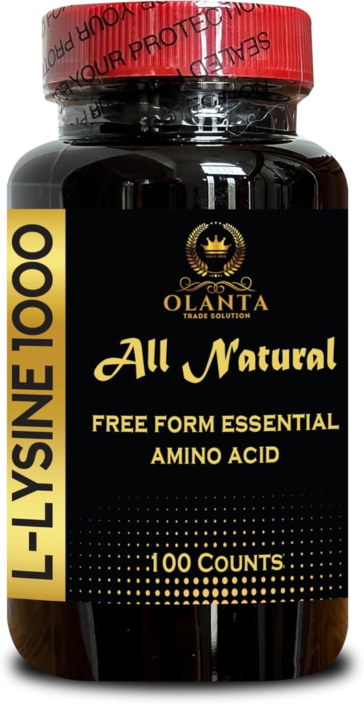 L-LYSINE 1000 mg Free Form Amino Acid Essential - Amino Acids Supplement L-Lysine Healthy nitrogen Balance Support Hormone Regulation and Muscle Growth - 1 Bottle 100 Counts