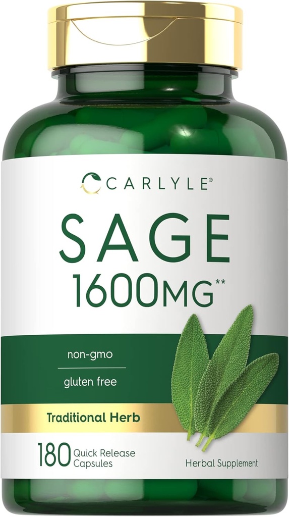 Carlyle Sage Supplement 1600mg | 180 Capsules | High Potency | Non-GMO, Gluten Free