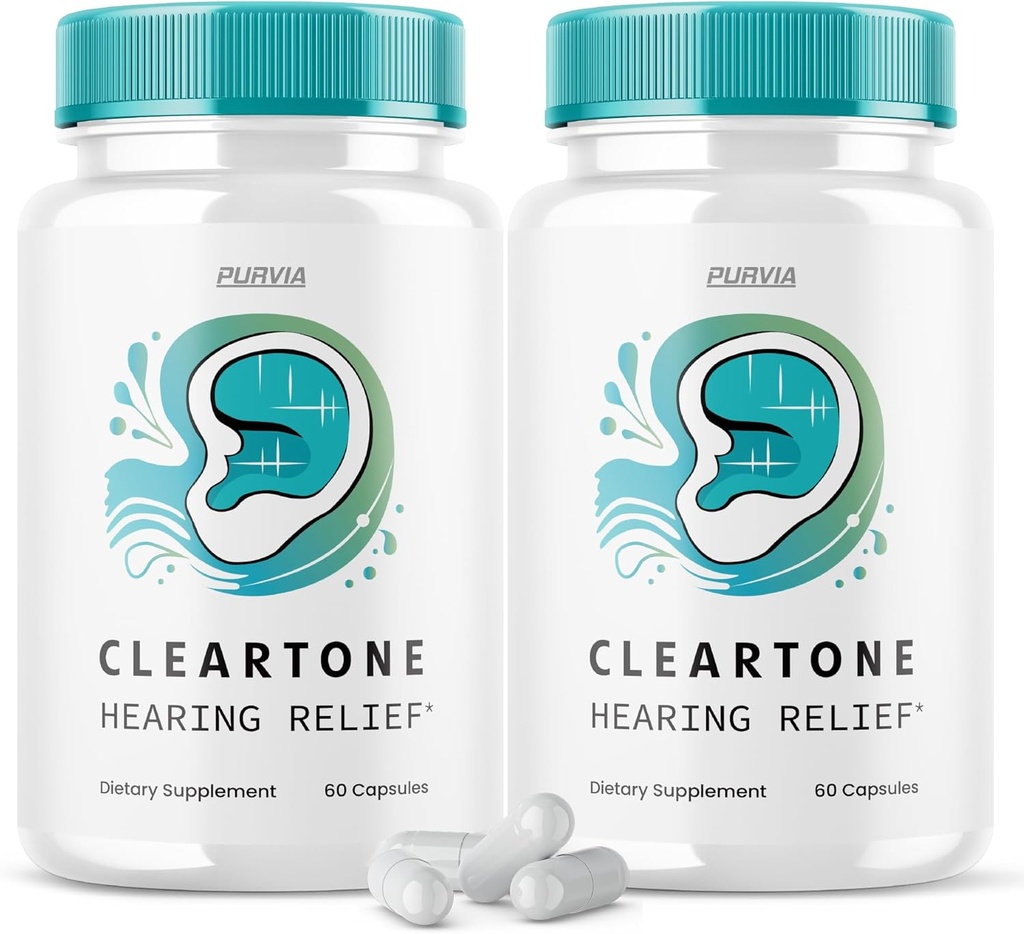 (2 Pack) Cleartone Pills - Official Formula - Cleartone Tinnitus Hearing Support Pills, Clear Tone Pills Hearing Relief Maximum Strength Formula Clear Tone Advanced Vitamin Supplement (120 Capsules)