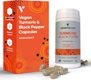 Vegan Turmeric & Black Pepper Capsules (60 Capsules) – Tumeric Supplements Capsules 1 a Day — Supplements for Adults and Children
