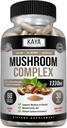 Kaya Naturals Premium Mushroom Complex Potent - Mushroom Complex Capsules 1330mg Per Serving - Aids Mental Clarity Supports Immune System, Wellness & Vitality - 60 Count