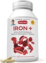 ANDREW LESSMAN Iron Plus 90 Capsules - 18mg Iron, 100% Pure Amino Acid Chelated Iron (Glycinate, Aspartate), Plus Vitamin C for Increased Absorption, Small, Easy to Swallow Capsules, No Additives