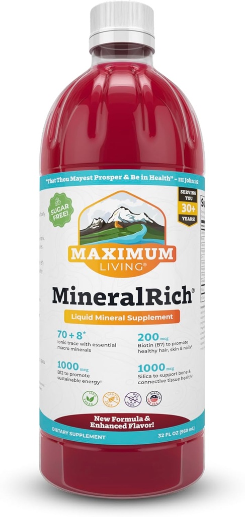 Maximum Living MineralRich Minerals Supplement - 32 oz (32 oz (Pack of 1), MineralRich)