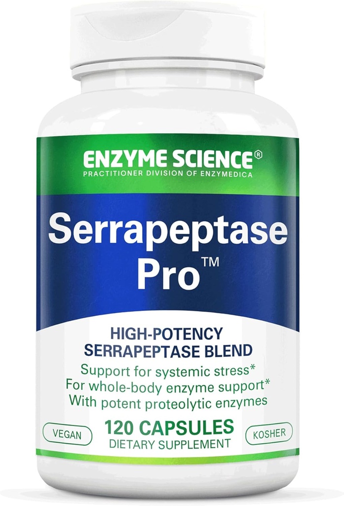 Enzyme Science Serrapeptase Pro, 120 Capsules - Serratiopeptidase Supplement for Sinus, Immune & Cardiovascular Support