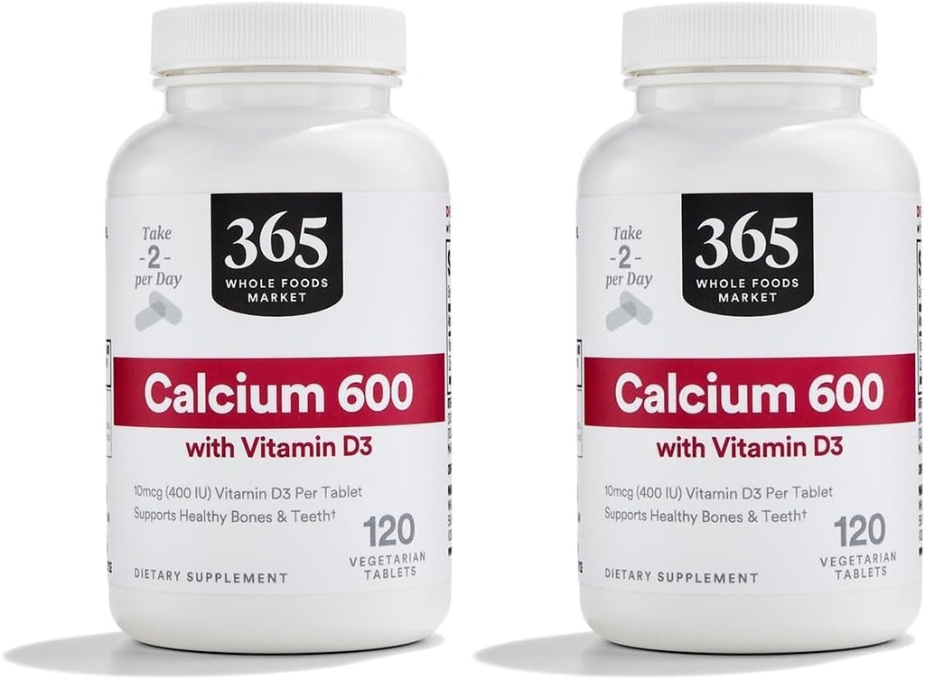 365 by Whole Foods Market Calcium with Vitamin D3 Tablets, 120 Count (Pack of 2)