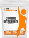 BulkSupplements.com Choline Bitartrate Powder - Choline Supplements - Unflavored & Gluten Free, 600mg per Serving, 250g (8.8 oz) (Pack of 1)