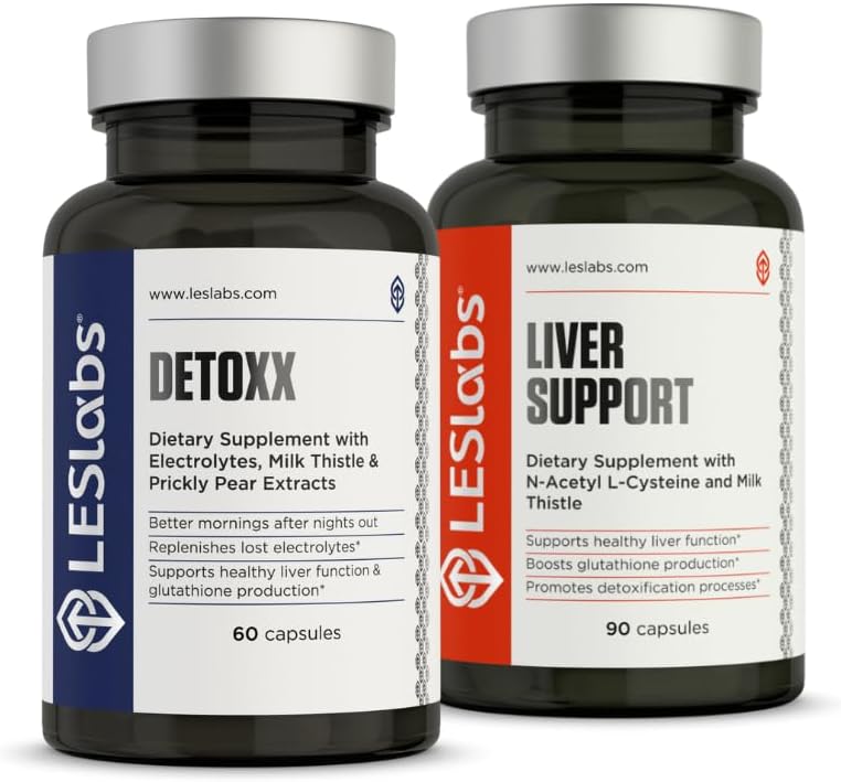 LES Labs Detoxx and Liver Support Duo- Bundle for Supporting Healthy Liver Function, glutathione Production, and detoxification