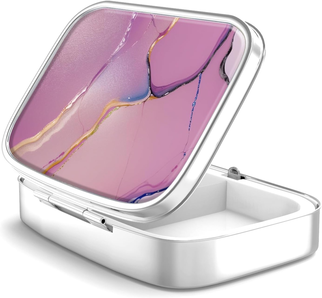 Pill Box 2 Compartment Small Pill Case,Portable for Pocket or Purse Pill Organizer Pill Container Holder to Hold Vitamins, Medication, Fish Oil and Supplements（36-Color Gradient