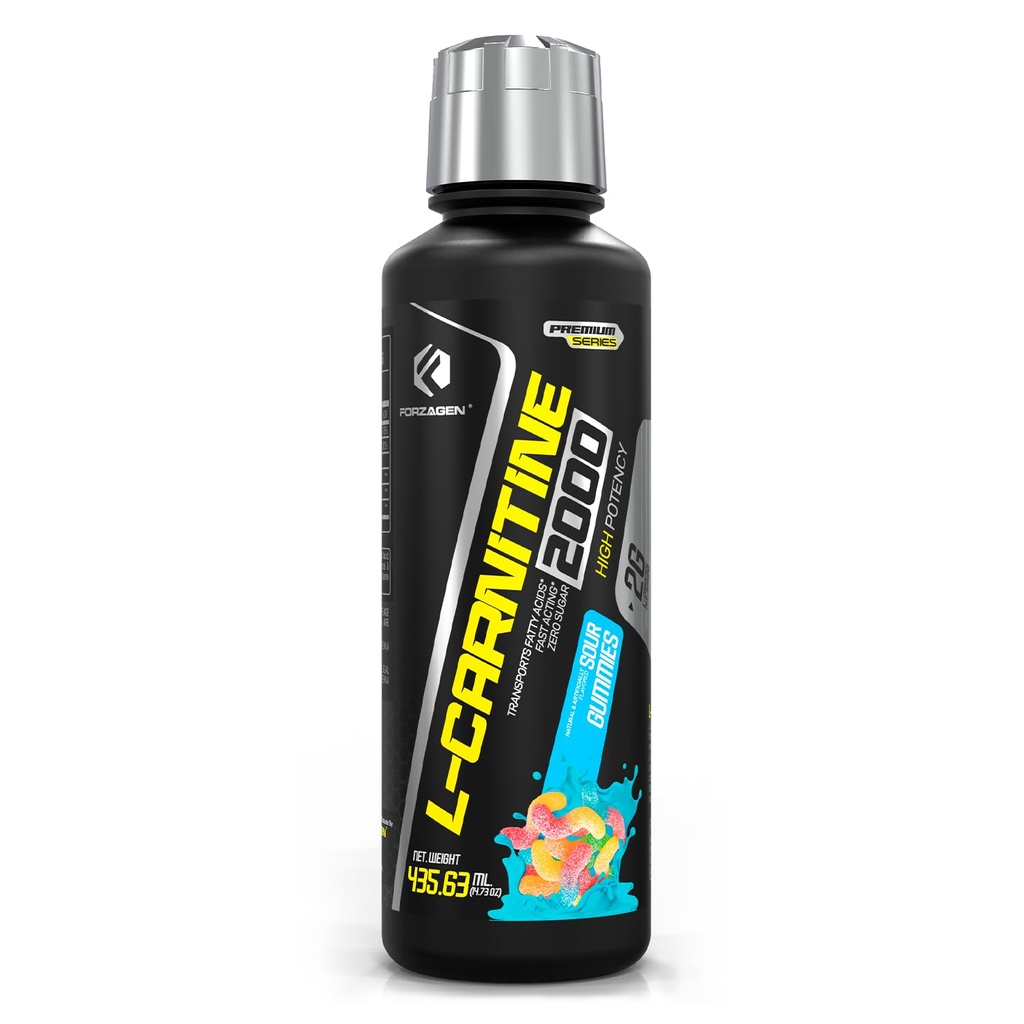 Forzagen L- Carnitine 2000 - Liquid L Carnitine with Vitamin B6 | Acetyl L-Carnitine | L-Tartrate | 30 Servings (Sour Gummies)