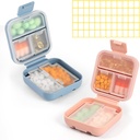 Dynippy Daily Pill Organizer 5 Compartments Portable Moisture Proof Small Pill Case for Pocket Purse Travel Pill Box Portable Medicine Vitamin Fish Oil Holder Container (Blue Pink)