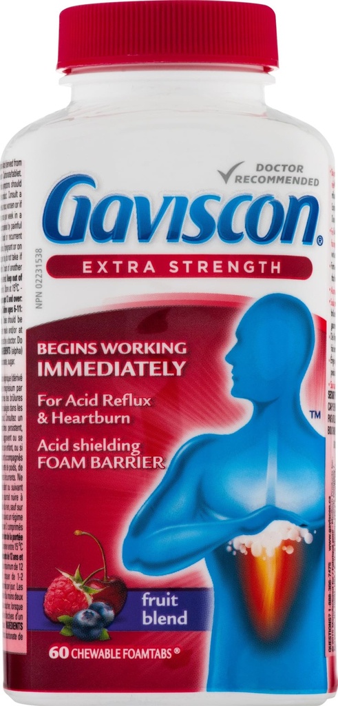 Gaviscon Extra Strength Fruit Antacid 60 Tablets